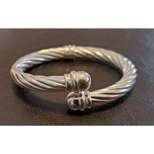 Hollow Sterling Silver Hinged Bangle Bracelet Rope